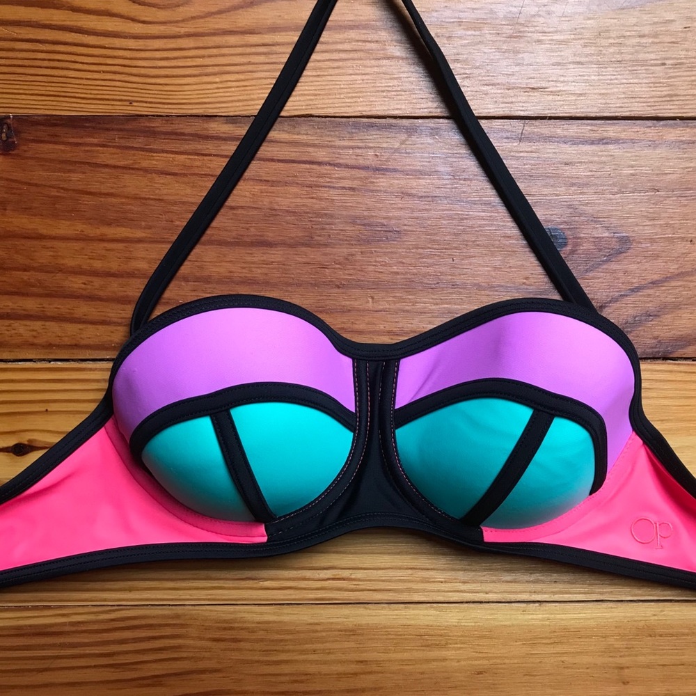 OP Tri-colored Bikini Top, EUC, L - Picture 2 of 13